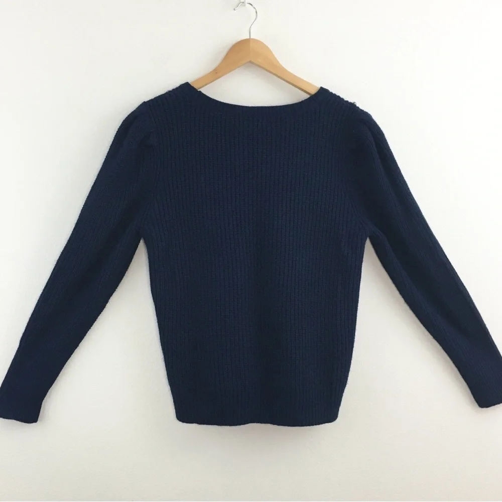 a.n.a. | Navy Sweater with Round Gun Metal Bead Details